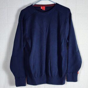 Levi's Navy Blue Crew Neck Cotton Ribbed Long Sleeve Hem Red Label Sweater Sz XL